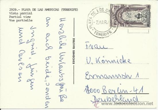 Stamps: CANARIAS PLAYA DE LAS AMERICAS TP CON SELLO MONASTERIO DE SAN PEDRO DE ALCANTARA