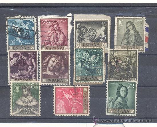 Stamps: pinturas, lote de sellos usados