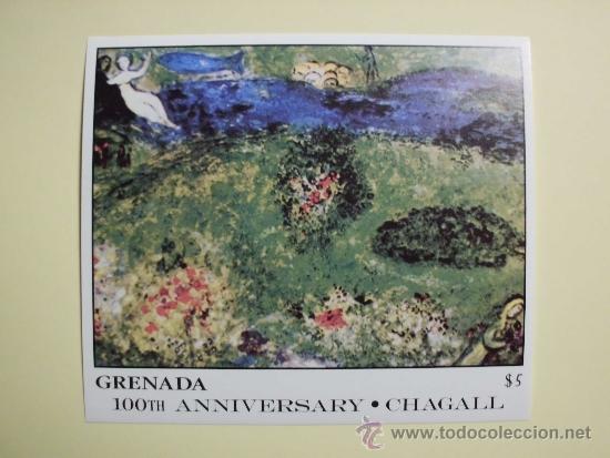 Sellos: Grenada HB 100 aniv. Chagall - Foto 1