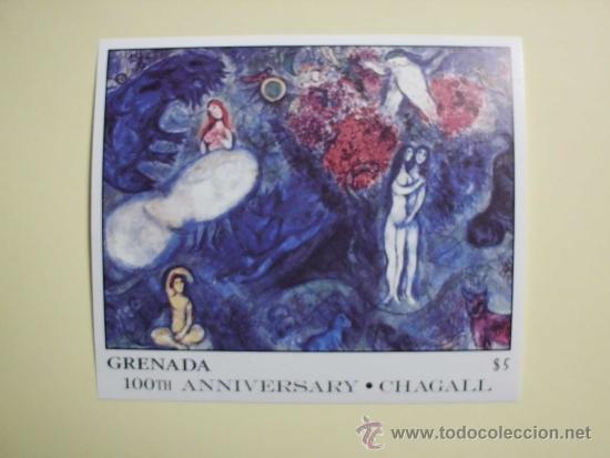 Sellos: Grenada HB 100 aniv Chagall - Foto 1