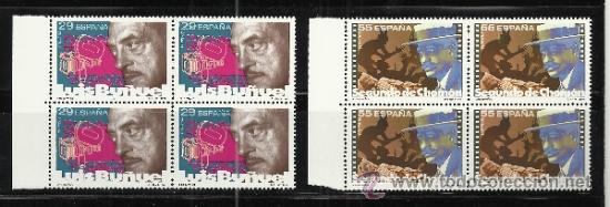 Timbres: CINE ESPA&Ntilde;OL LUIS BU&Ntilde;UEL SEGUNDO DE CHOMON EN BLOQUE DE 4