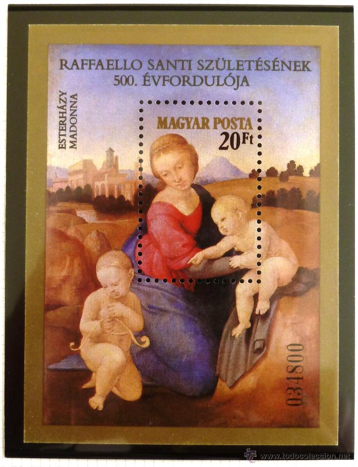 Sellos: HB HUNGRIA 1983. CENTENARIO NACIMIENTO RAPHAEL. NUEVA. - Foto 1