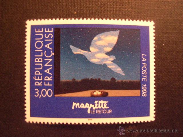 Selos: PINTURA.FRANCIA  N&ordm; YVERT 3145***A&Ntilde;O 1998.CENTEN. NACIM. PINTOR RENE MAGRITTE(II). EMIS.CONJ.BELGICA
