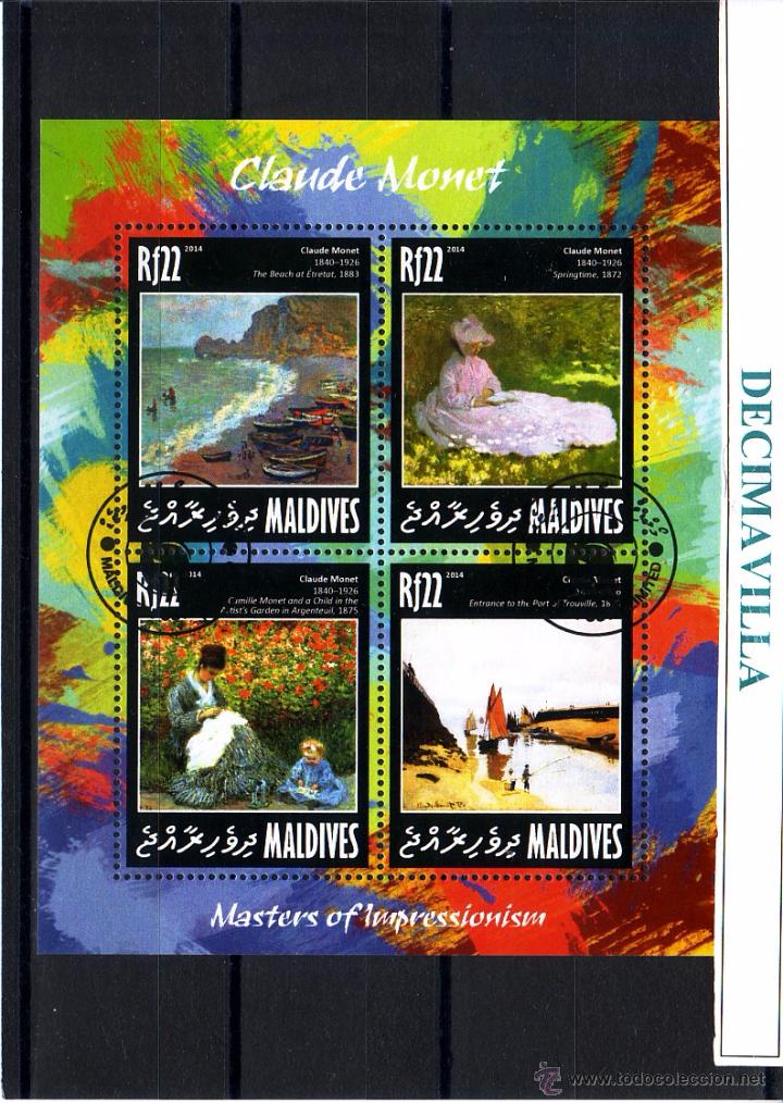 Sellos: L672, MALDIVAS, 2014, CLAUDE MONET - Foto 1
