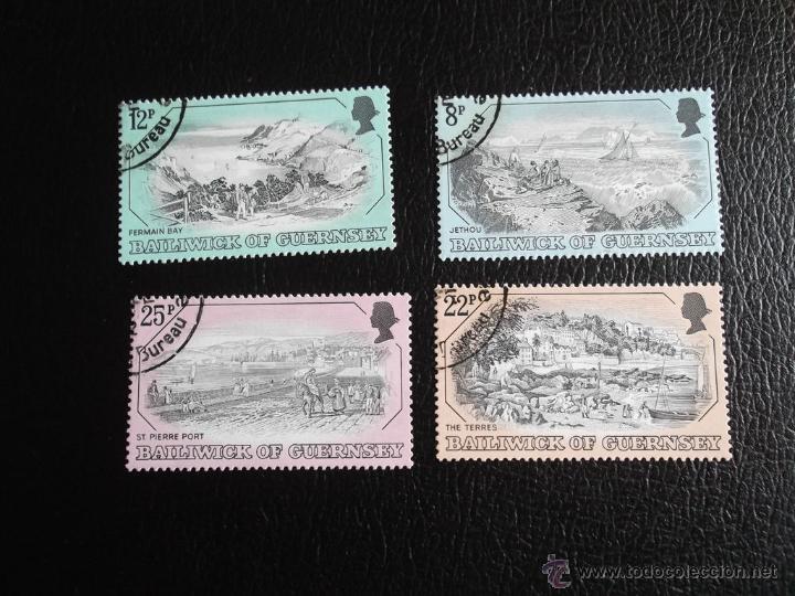 Briefmarken: Guernesey. 152/55 Grabados antiguos: Clifton, Plaza del mercado, Peque&ntilde;a Bah&iacute;a y muelle. 1978. Sello