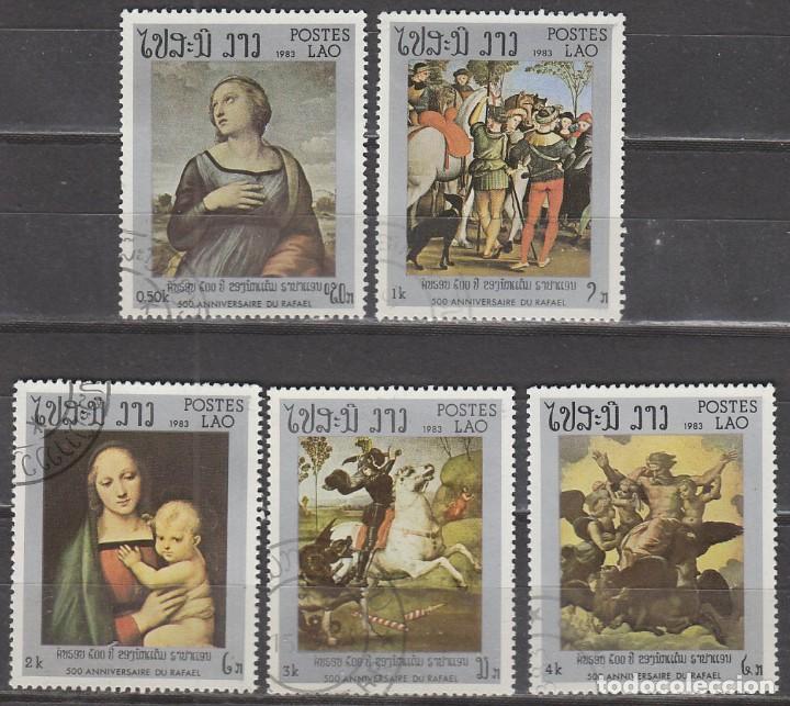 Sellos: Laos, 5&ordm; centenario de Rafael, cuadros, usado - Foto 1
