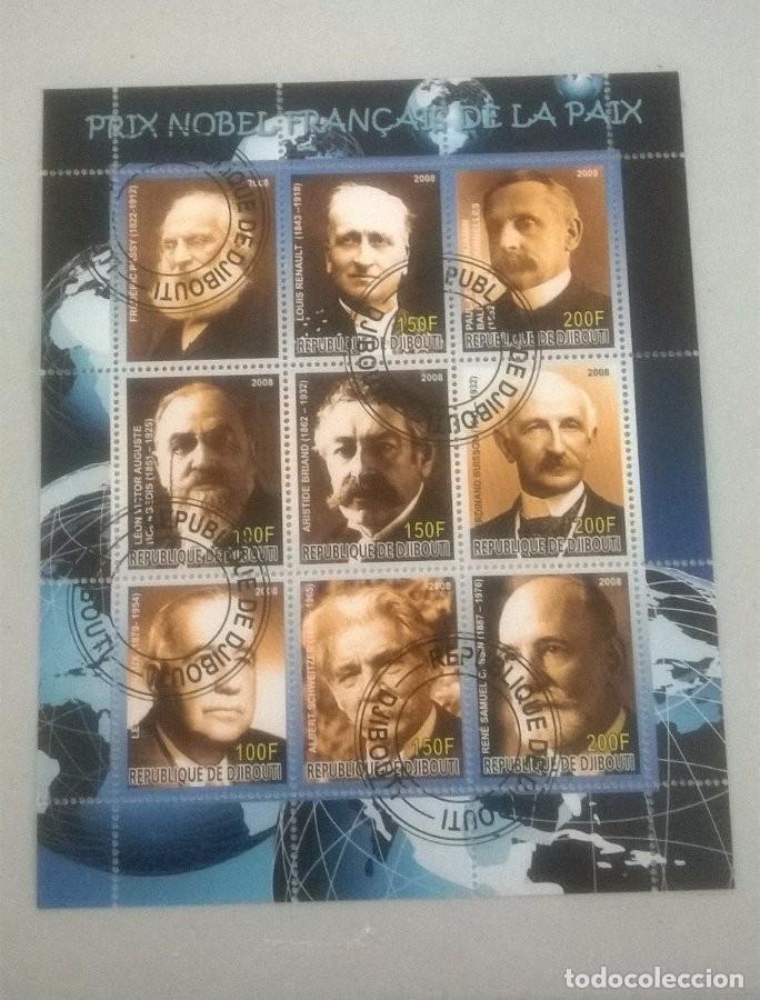 Timbres: PRIX NOBEL FRANCAIS DE LA PAIX ,FRENCH NOBEL PRIZE WINNERS PEACE on SHEET 9 STAMPS,CTO USED