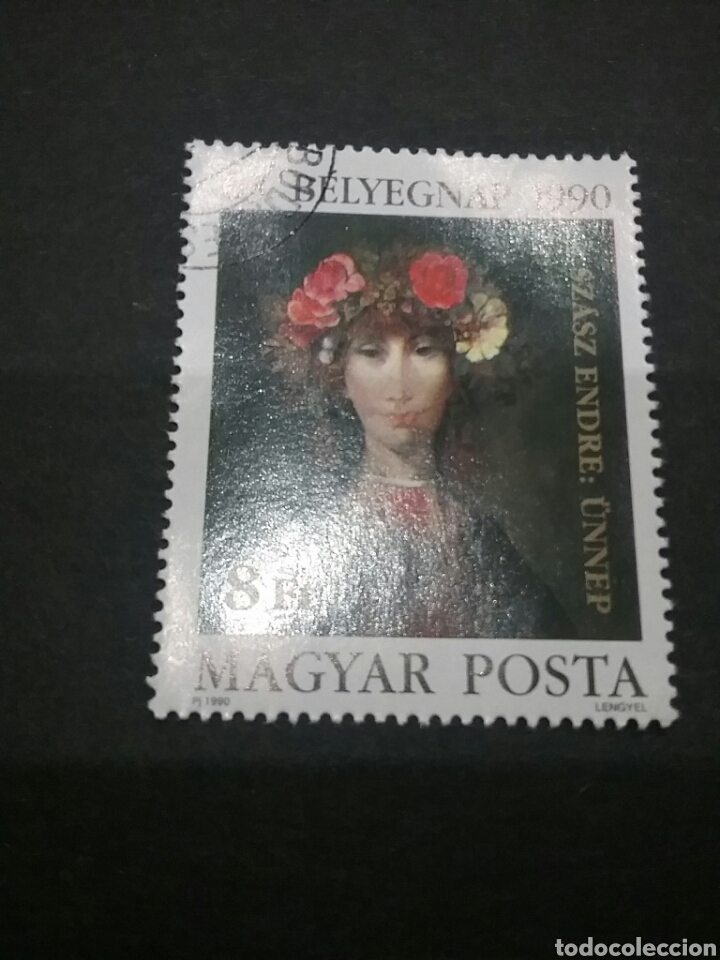 Stamps: Sellos de Hungr&iacute;a matasellados (Magyar posta). 1990. Dia del sello.Arte. Pintura. Cuadro.Endre Szasz