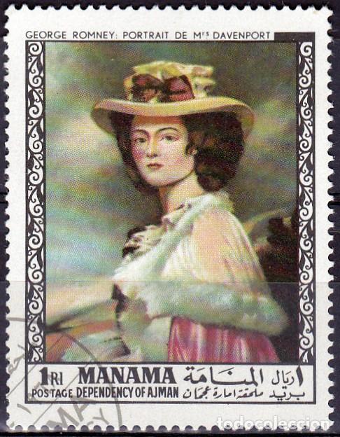 Stamps: 1968 - MANAMA - BAHREIN - PINTURA - RETRATO MRS. DAVENPORT - GEORGE ROMNEY - MICHEL 432