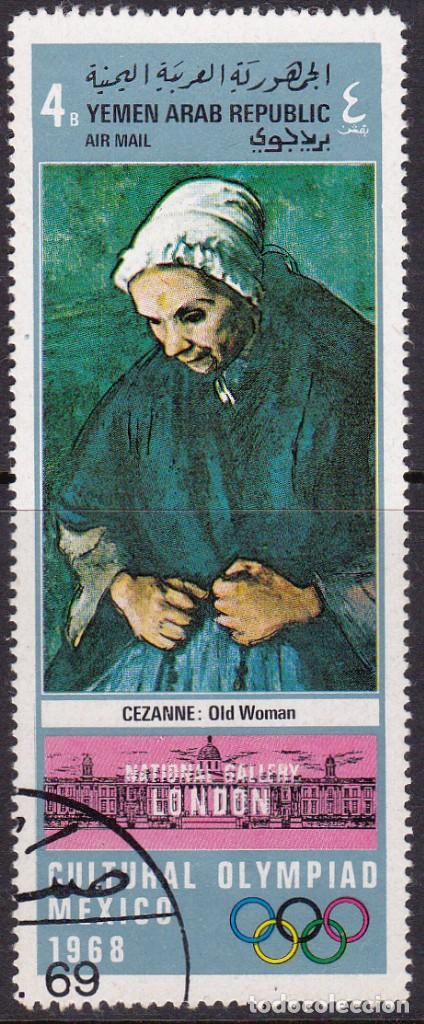 Stamps: 1969 - YEMEN REPUBLICA - PINTURA - OLIMPIADA CULTURAL MEXICO - CEZANNE - MUJER VIEJA - MICHEL 1016