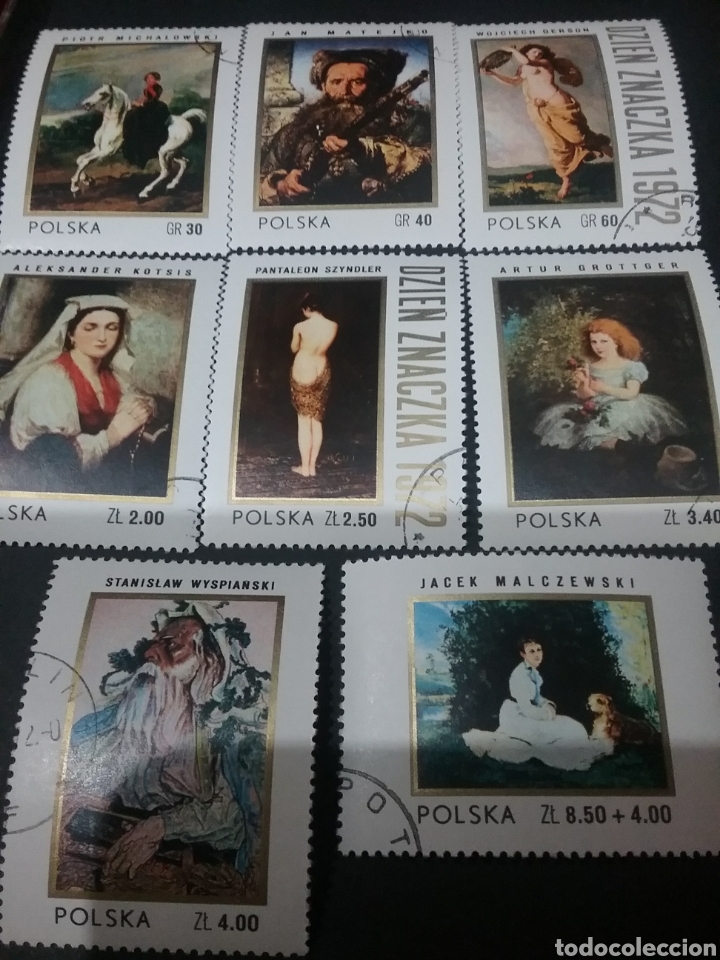 Selos: Sellos de Polonia (Polska) matasellados. 1972. Pinturas. Mujer. Angel. Caballo. Ni&ntilde;a jugando. Perro.
