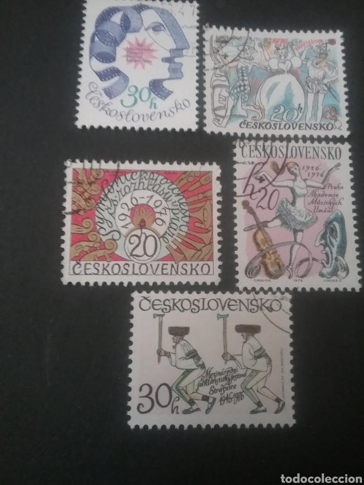 Selos: Sellos de Checoslovaquia mtdos (usados).1976. Instrumentos. Danzas. Folklore. Cine. Cultura. Teatro
