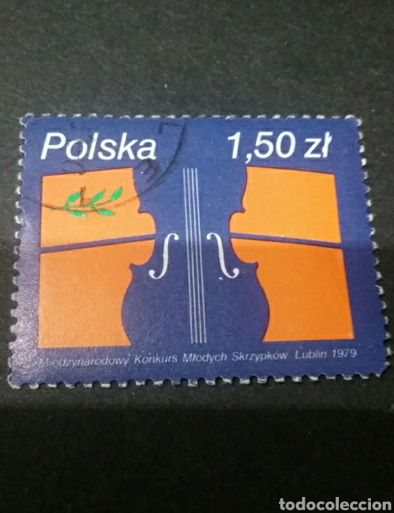 Sellos: Sellos de R. de Polonia (Polska) mtdos. 1979. Violin. Musica. Rama. Hojas. Competicion.