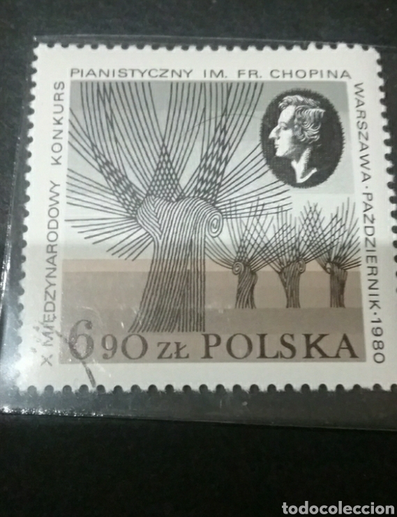 Stamps: Sellos de R. de Polonia (Polska) mtdos. 1980. Arbol. Emblema. Retrato. Chopin. Pianista