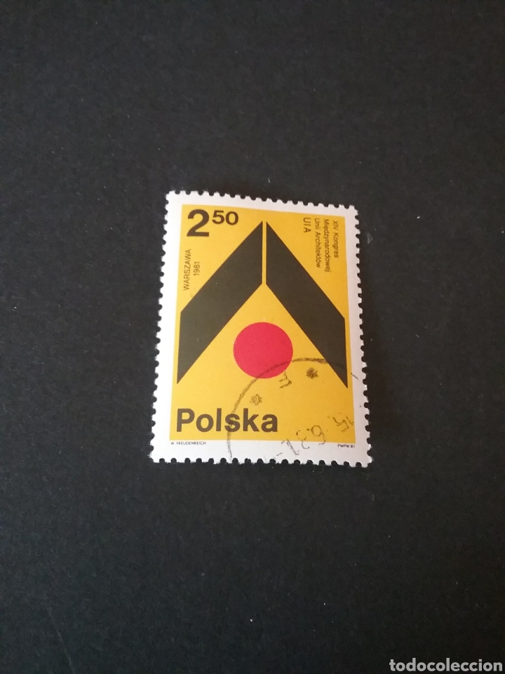 Timbres: Sellos R. Polonia (Polska) matasellados. 1981. Congreso. Anquitectos. Emblema. Simbolos.