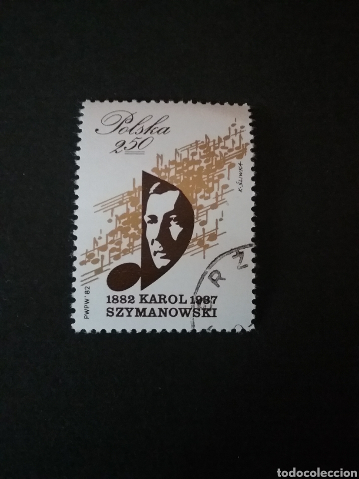 Timbres: Sellos R. Polonia (Polska) matasellados. 1982. Compositor. Personajes famosos. Notas musicales. Ret