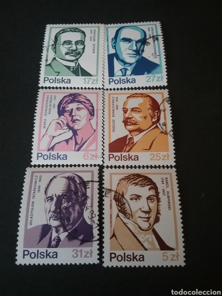Timbres: Sellos R. Polonia (Polska) mtdos. 1983. Famosos. Retratos. Personajes. Astronomo. Escritor. Filosofo