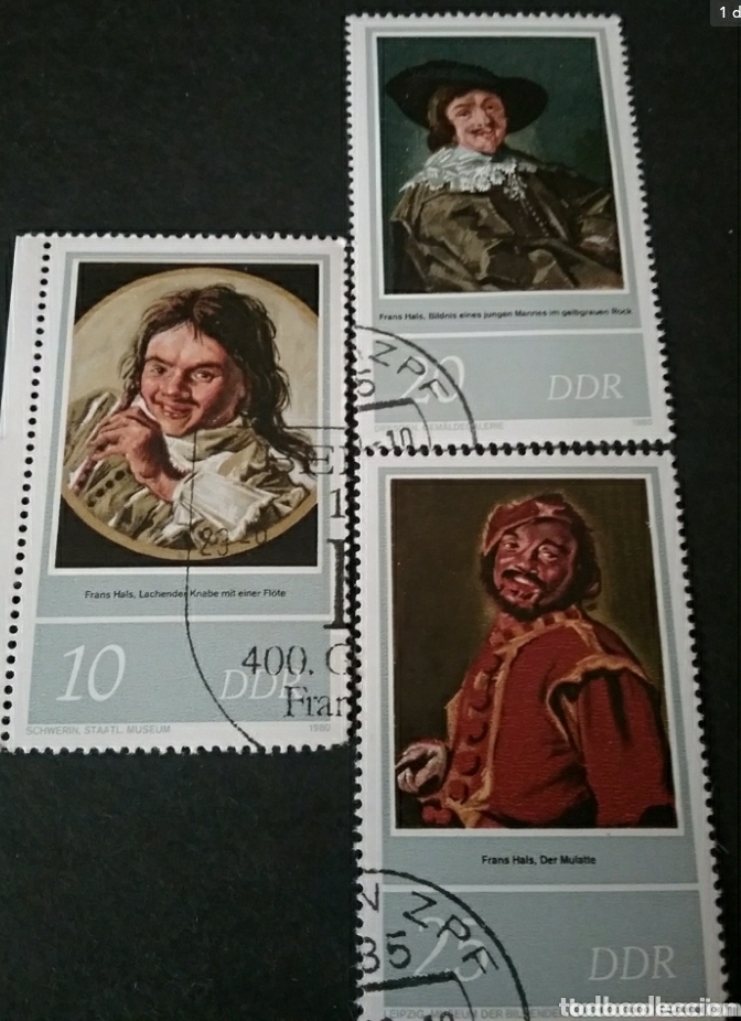 Briefmarken: Sellos Alemania R. D. (DDR) mtdos/1980/Pinturas/Frans Hals/Joven/Flauta/Traje/Mulato/arte/uniforme/