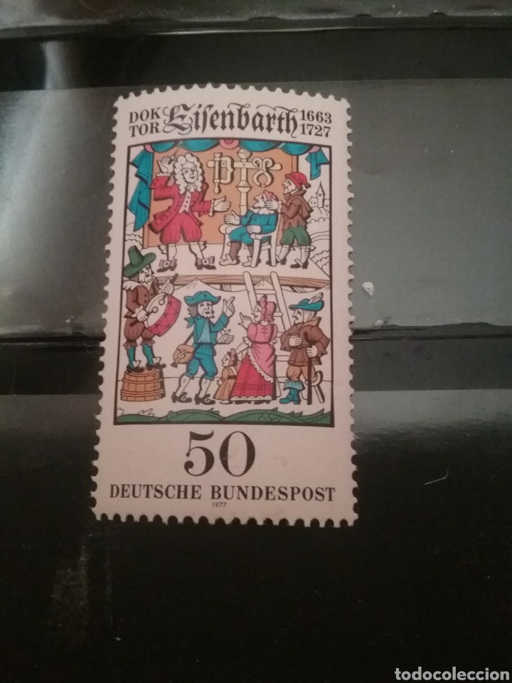 Stamps: Sellos Alemania, R. Federal mtdos/1977/personajes famosos/citujano/instrumentos/escalera/tambor/traj