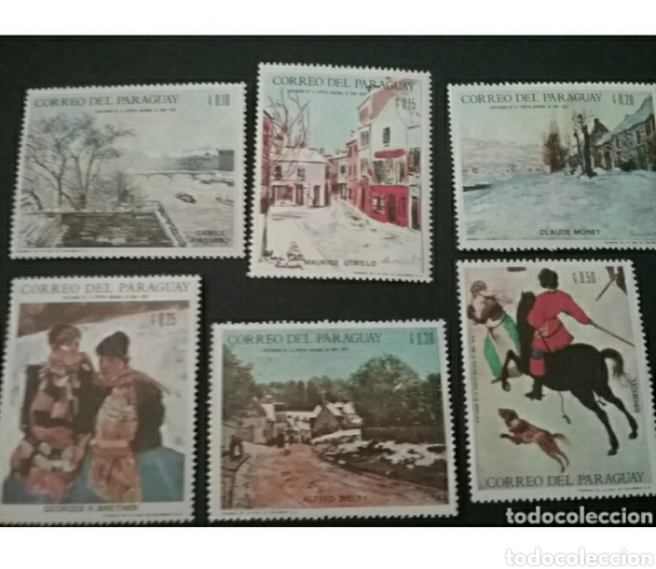 Stamps: Sellos R. Paraguay nuevos/1968/Pinturas/Olimpiadas/Invierno/Glenoble/Arte/Pueblos/Nieve/arte/caballo