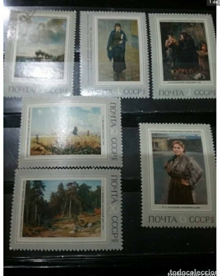 Stamps: Sellos Rusia (URSS.CCCP) mtdos/1971/Pinturas rusas/Arte/Paisajes/Mujer/Ni&ntilde;o/Campesino/pinos/