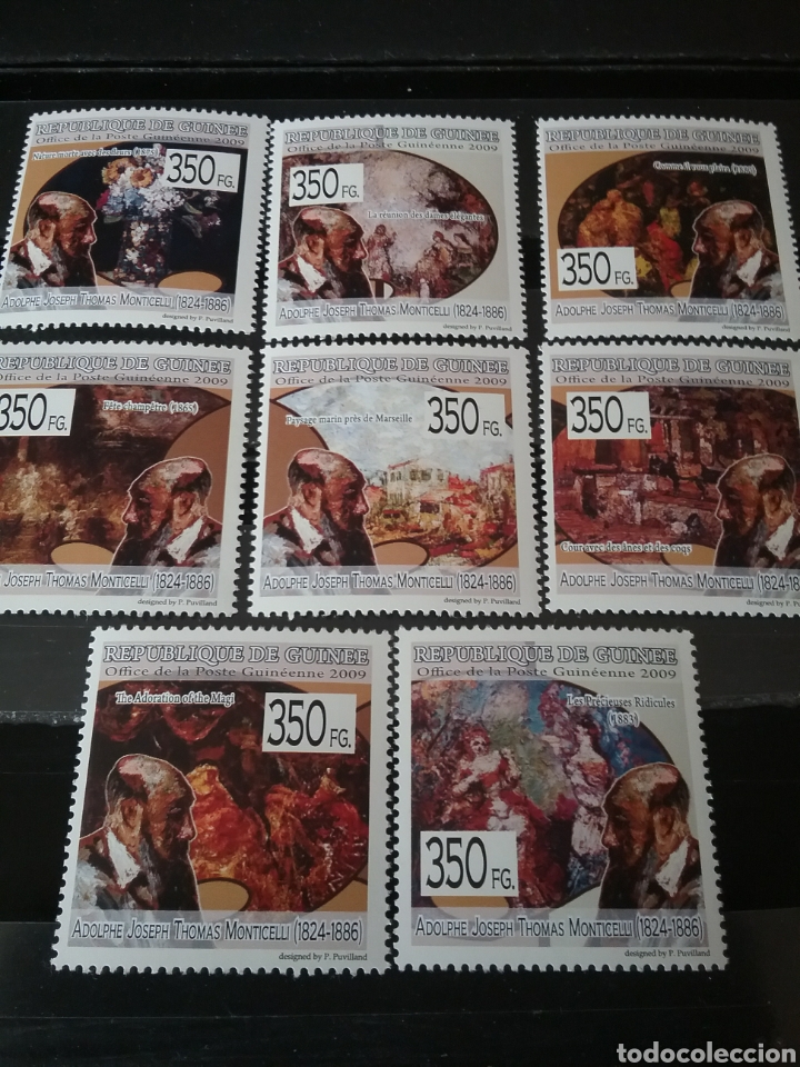 Timbres: Sellos R. Guines nuevos/2009/Pintura/Adolphe Monticelli/arte/flores/flora/ramo/pueblos/gente/natural