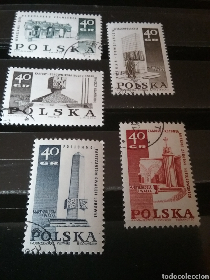 Stamps: Sellos Polonia (Polska) Mtdos/1968/Homenaje muertos II.G.M/memorial/arquitectura/militar/
