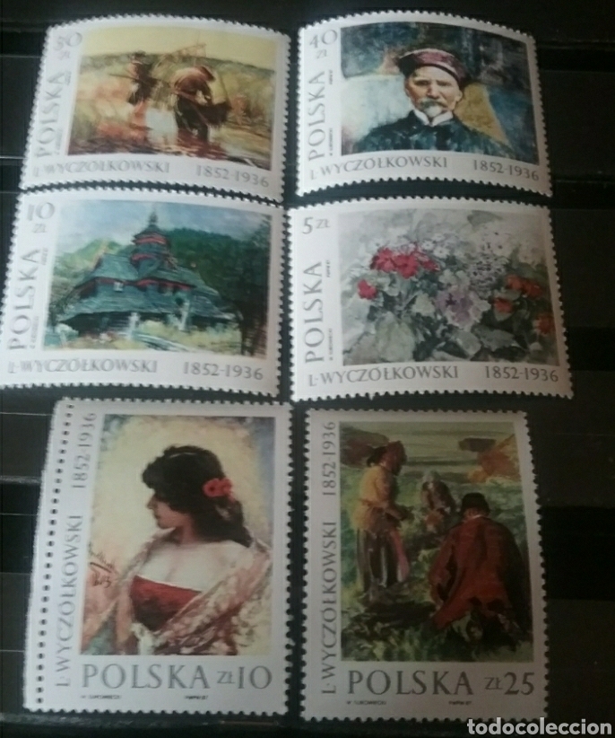 Stamps: Sellos R. Polonia (Polska) nuevos/1987/Pinturas/Mujer/Flore/Ramo/Centro/Clavel/Flora/arte/campesinos