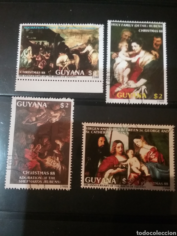 Briefmarken: Sellos Guayana (Guyana) mtdos/1988/Aniv. nacimiento Titian/arte/pinturas/caballos/religion/reyes/n