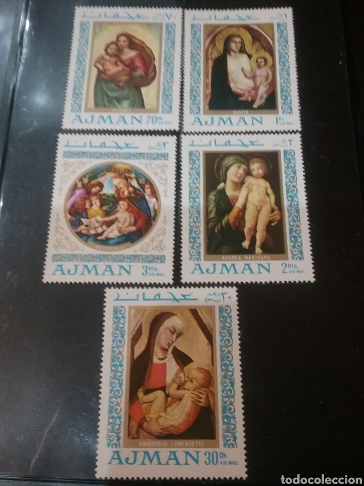 Stamps: Sellos Ajman (E.A.U) nuevos/1968/Pinturas de madonna/arte/religion/Virgen/ni&ntilde;o/NAVIDAD