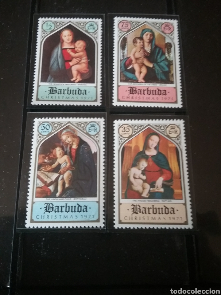 Selos: Sellos de Barbuda nuevos/1971/Navidad/arte/pinturas/religion/nacimiento/madonna/ni&ntilde;o