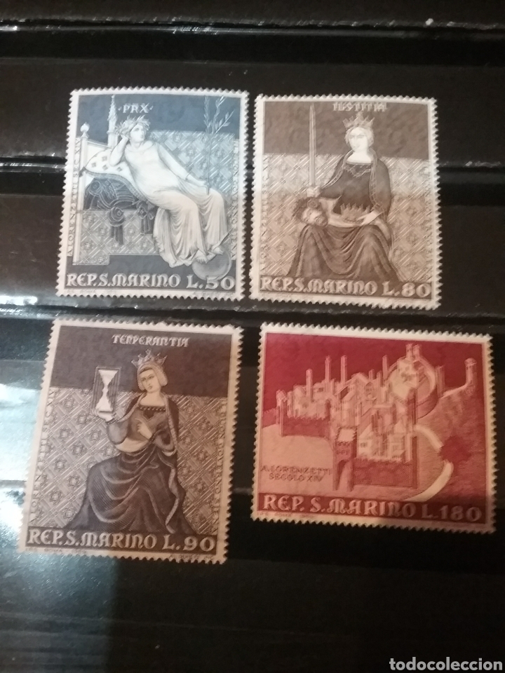 Selos: Sellos R. San Marino nuevos/1969/Frescos ayuntamiento Siena/Lorenzetti/arte/ciudad/paz/templanza/jus