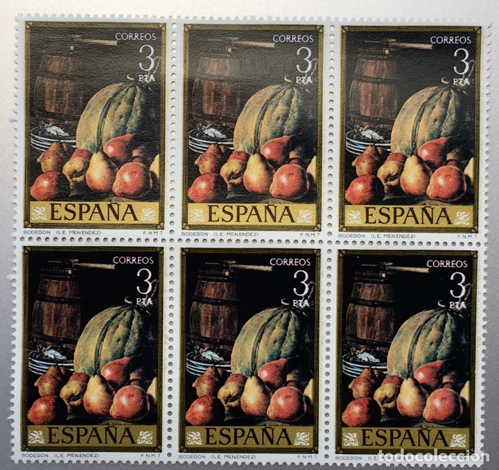 Briefmarken: Bodeg&oacute;n Men&eacute;ndez. 3 ptas. Bloque de 6. EDIFIL 2362