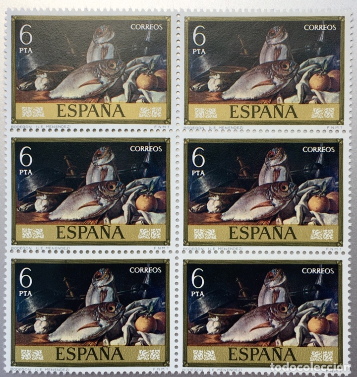 Briefmarken: Bodeg&oacute;n Men&eacute;ndez. 6 ptas. Bloque de 6. EDIFIL 2364