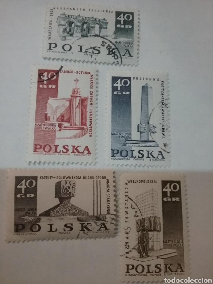 Briefmarken: Sellos R. Polonia (Polska) mtdos/1968/Memoriales muertos II Guerra Mundial/monumentos/arte/militar/a