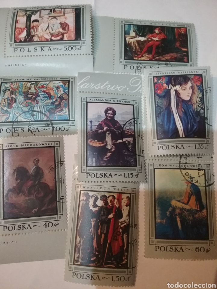 Stamps: Sellos R. Polonia (Polska) mtdos/1968/Pinturas polacas/arte/ni&ntilde;os/bandera/caballo/comida