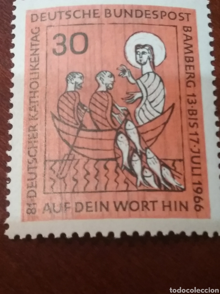 Selos: Sellos Alemania, R. Federal nuevos/1966/ Dia de los catolicos/barca/barco/peces/pescado/arte/talla/r