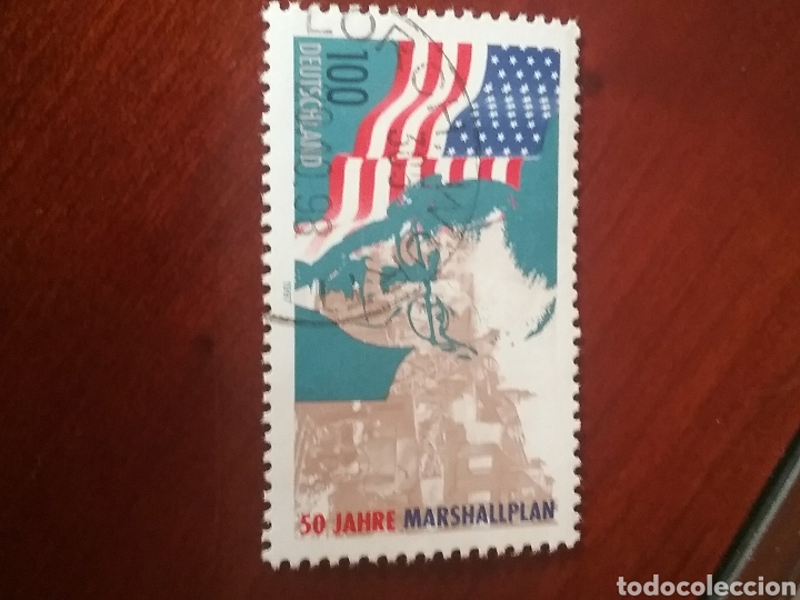 Briefmarken: Sellos Alemania, R. Federal mtdo/1997/L Aniv. del plan Marshall/bandera/ciudad/famoso/