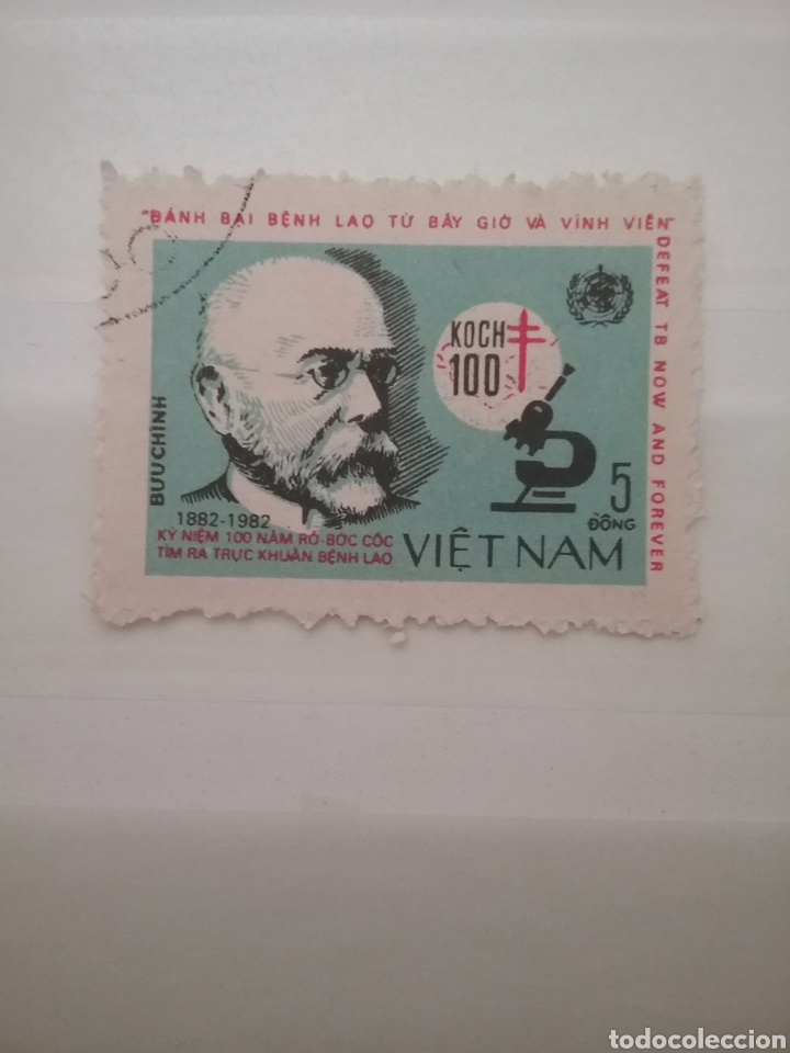 Sellos: Sellos R. D. Vietnam Norte mtdos/1983/Cent. descubrimiento vacilo tuberculosis/Koch/microsc/famoso/c
