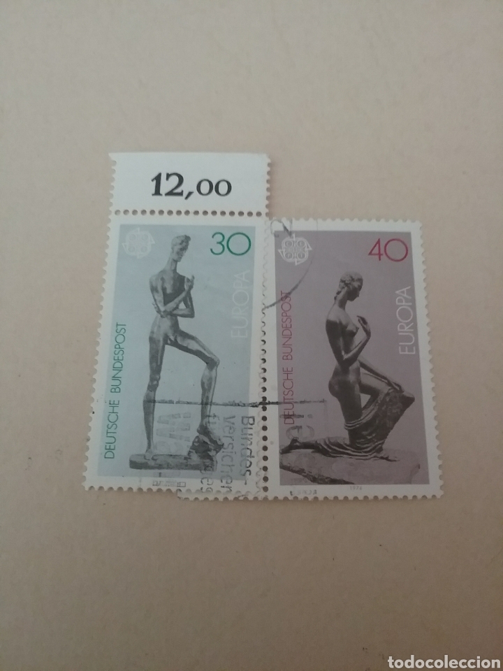 Selos: Sellos Alemania, R. Federal mtdos/1974/Europa/CEPT/arte/escultura/joven/mujer/arrodilladad/desnudos