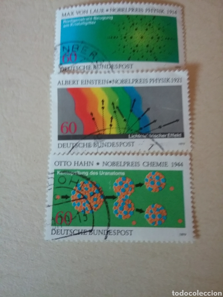 Selos: Sellos Alemania, R. Federal mtdos/1979/ Premios nobel/fisica/quimica/ondas/atomos/moleculas