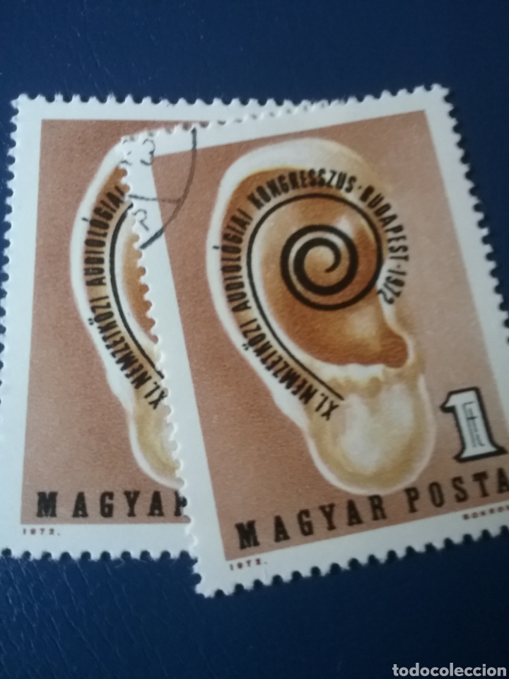 Sellos: Sellos de Hungr&iacute;a (Magyar Posta) mtdo/1972/IX congreso inter. oudiologia/medicina/pabellon auricular