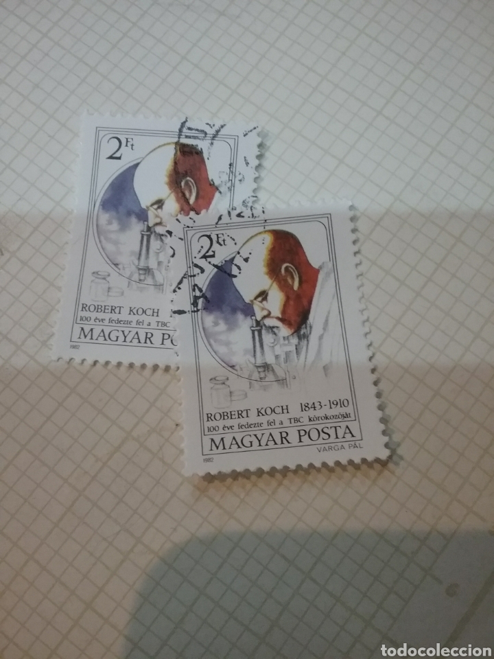Sellos: Sellos de Hungr&iacute;a (Magyar P.) mtdos/1982/Bacilo Koch/Tuberculosis/Descubrimiento/Medico/microscopio/