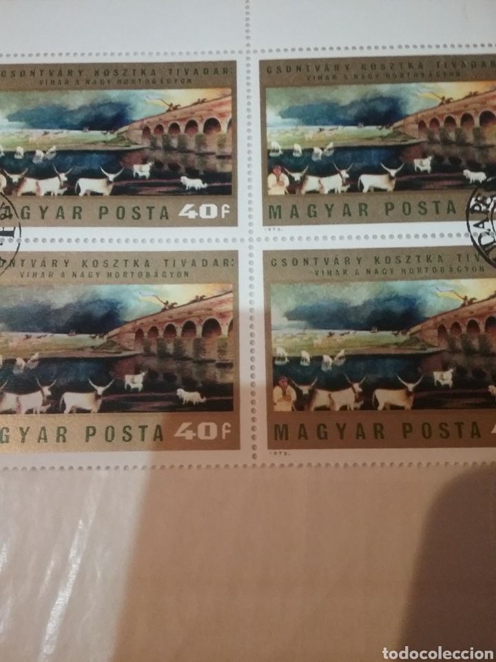 Sellos: Sellos Hungr&iacute;a (Magyar P) mtdos/1973/Arte/pinturas Tivadar/puente/animales/ toro/coche/caballo/