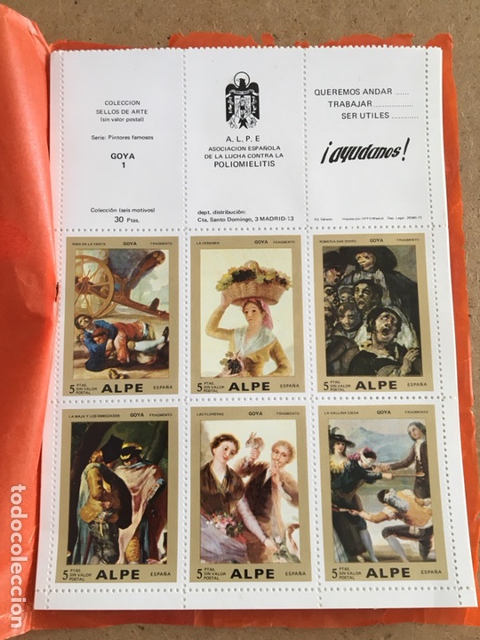 Sellos: Colección sellos de Arte. Pintores famosos. Serie A. ALPE. Asociación Española Lucha poliomielitis - Foto 3 - 184360950