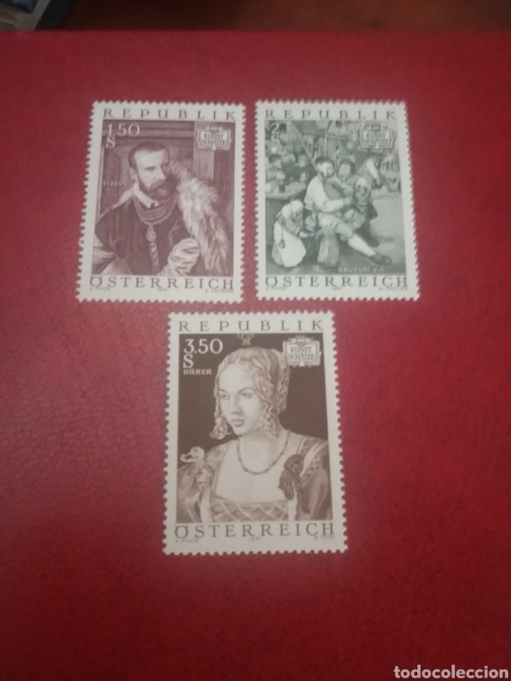 Timbres: Sellos Austria (Osterreich) nuevos/1971/tesoros/arte/esculturas/figuras/gente/aldea/ni&ntilde;o/instrumento