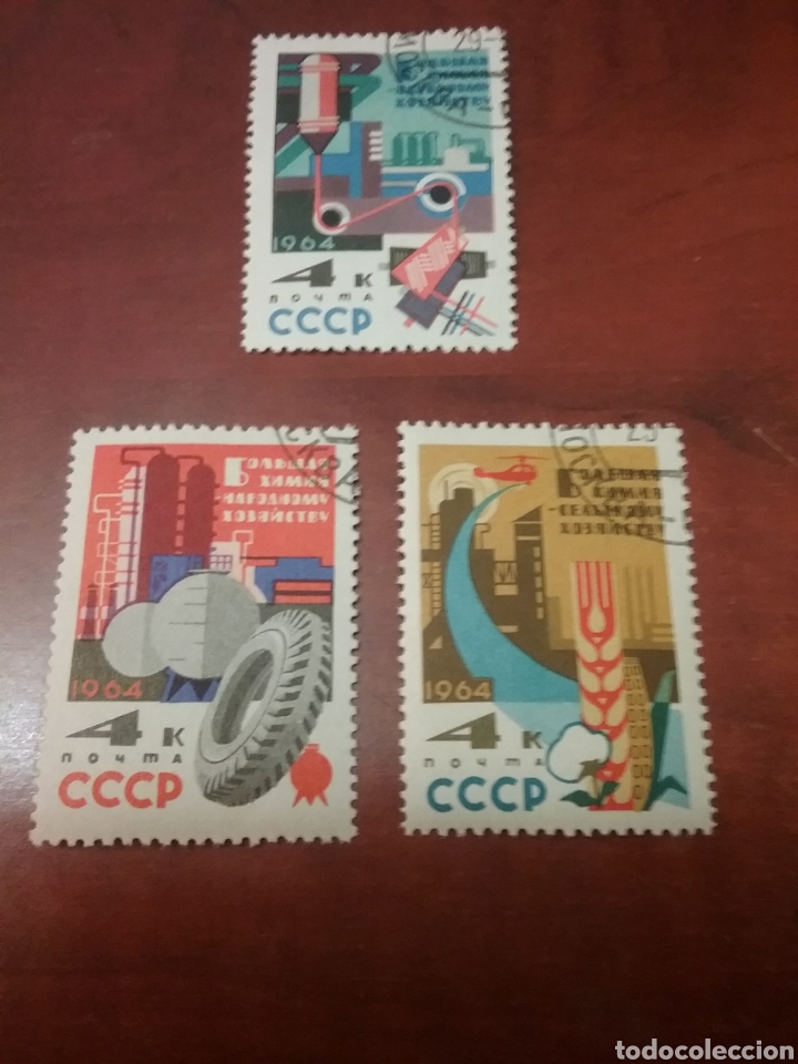 Timbres: Sellos Rusia (URSS.CCCP) mtdos/charnela/1964/industria/quimica/cereales/ciencia/arte/ruefa