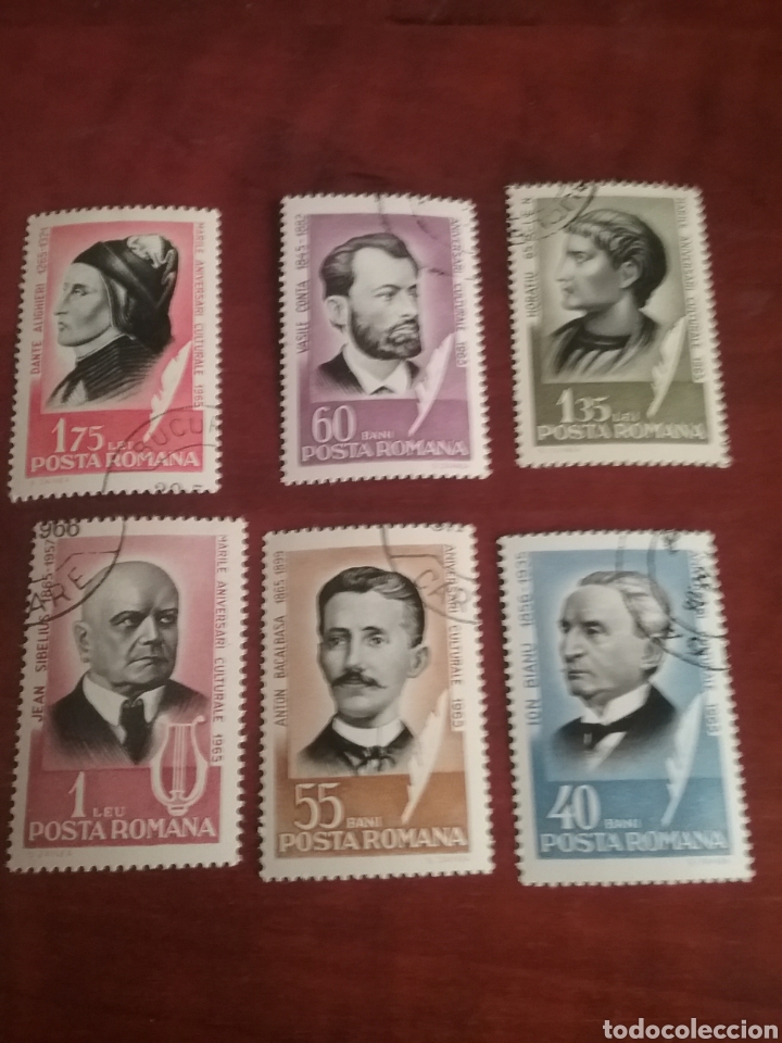 Timbres: Sellos R. Rumania (P. Romana) mtdos/1965/personajes/gente/cultura/arte/famosos