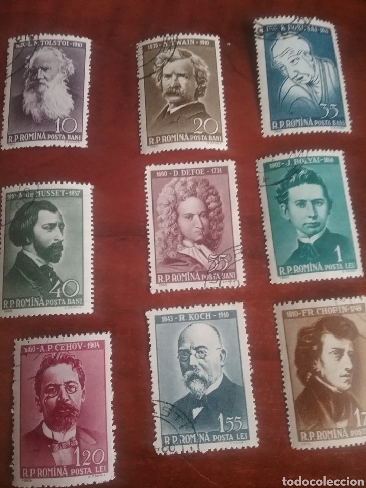 Timbres: Sellos R. Rumania (P. Romana) mtdos/1961/personajes/gente/cultura/arte/famosos