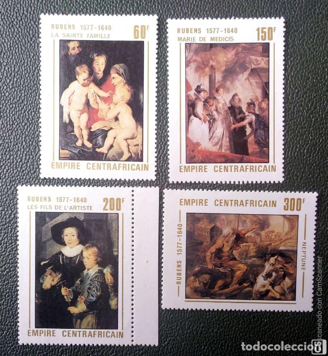 Stamps: Centroafricana. 320/23 Obras de Rubens: Santa Familia, Mar&iacute;a de M&eacute;dicis, Neptuno, los hijos del arti